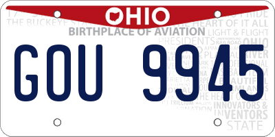 OH license plate GOU9945