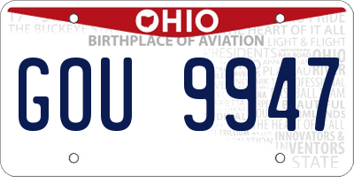 OH license plate GOU9947