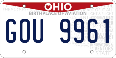 OH license plate GOU9961
