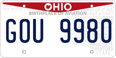 OH license plate GOU9980