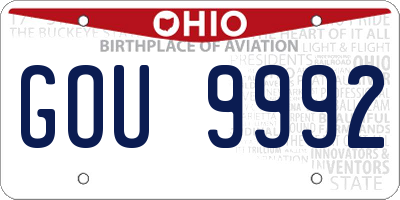 OH license plate GOU9992