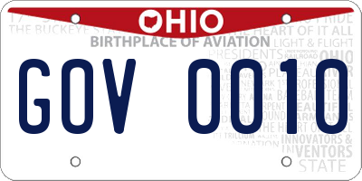 OH license plate GOV0010