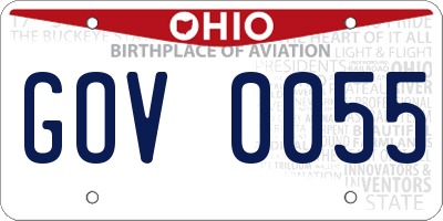 OH license plate GOV0055