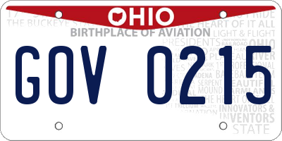 OH license plate GOV0215