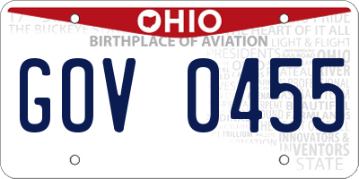 OH license plate GOV0455