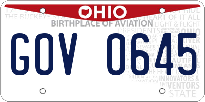 OH license plate GOV0645