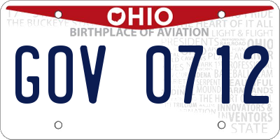 OH license plate GOV0712