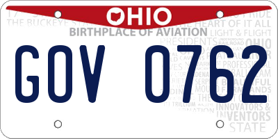 OH license plate GOV0762
