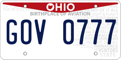 OH license plate GOV0777