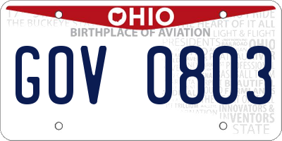 OH license plate GOV0803