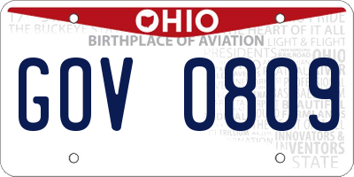 OH license plate GOV0809