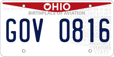 OH license plate GOV0816