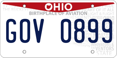 OH license plate GOV0899