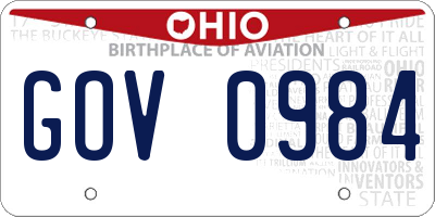 OH license plate GOV0984