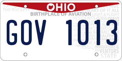 OH license plate GOV1013