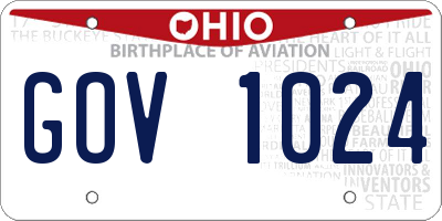 OH license plate GOV1024