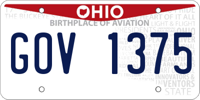OH license plate GOV1375