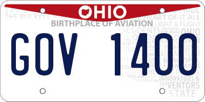 OH license plate GOV1400
