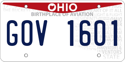 OH license plate GOV1601