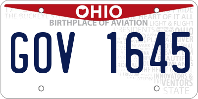 OH license plate GOV1645
