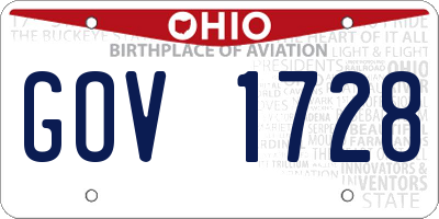 OH license plate GOV1728