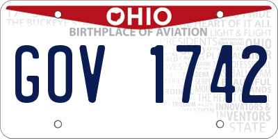 OH license plate GOV1742