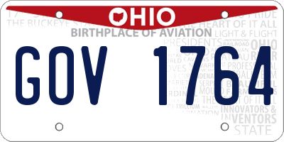 OH license plate GOV1764