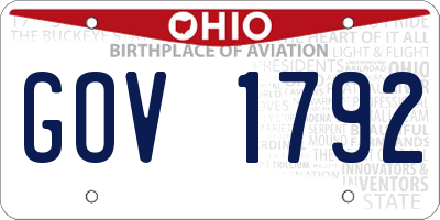 OH license plate GOV1792