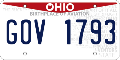 OH license plate GOV1793