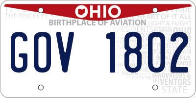 OH license plate GOV1802