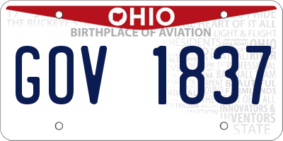OH license plate GOV1837