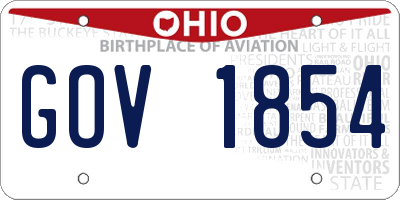 OH license plate GOV1854