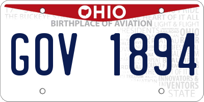 OH license plate GOV1894