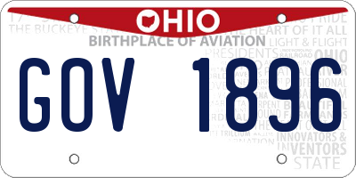 OH license plate GOV1896
