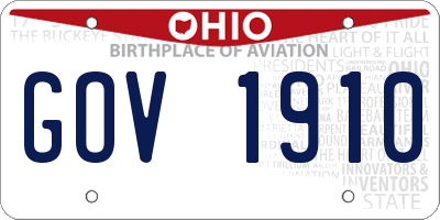 OH license plate GOV1910