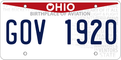 OH license plate GOV1920