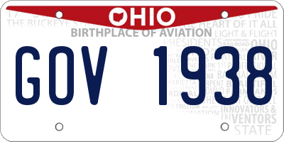 OH license plate GOV1938
