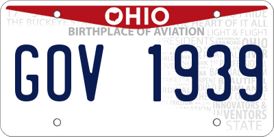 OH license plate GOV1939