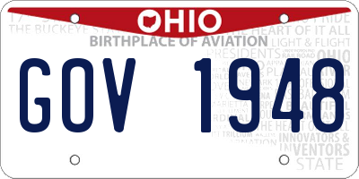 OH license plate GOV1948