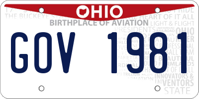 OH license plate GOV1981