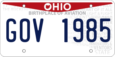 OH license plate GOV1985