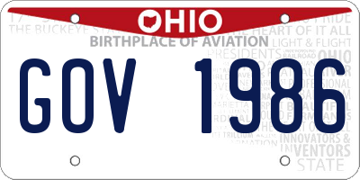 OH license plate GOV1986