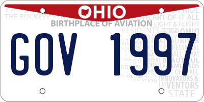 OH license plate GOV1997