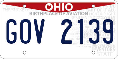 OH license plate GOV2139