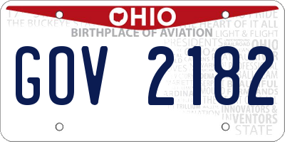 OH license plate GOV2182