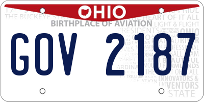 OH license plate GOV2187