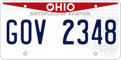 OH license plate GOV2348
