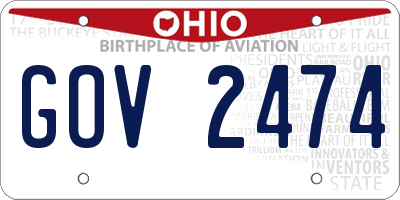 OH license plate GOV2474