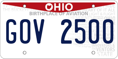 OH license plate GOV2500