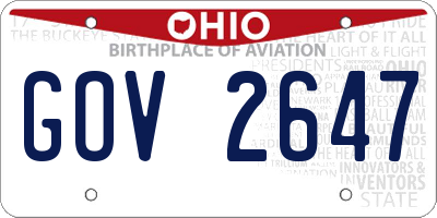 OH license plate GOV2647
